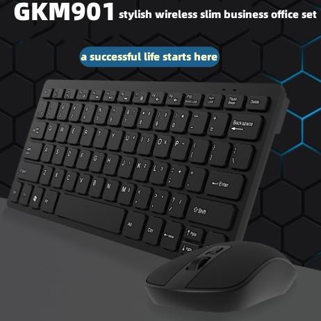 ☞ keyboard wireless and mouse set gaming combo paket mini slim GKM901-Hitam/Keyboard wireless mouse 