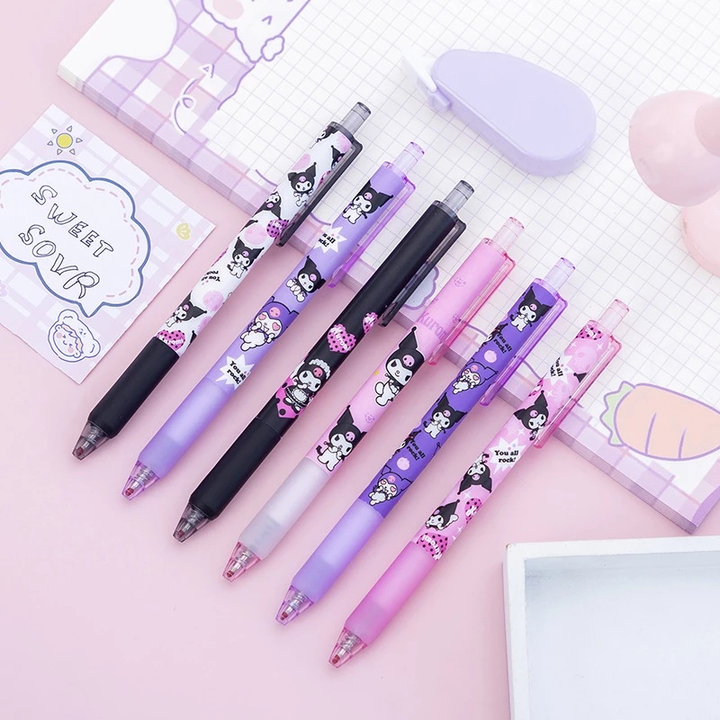 [Warna Random] 1pc Kawaii 0.5mm Anime Print Gel Pen Press Tulisan Handle Pen Siswa Sekolah Kantor Perlengkapan Alat Tulis