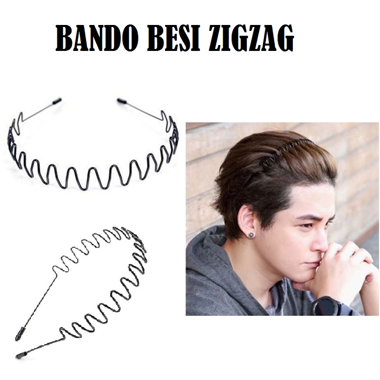 BANDO BESI Kawat ZIGZAG / Bando Sisir Ulir Hitam / Bando Gelombang Unisex Pria Wanita