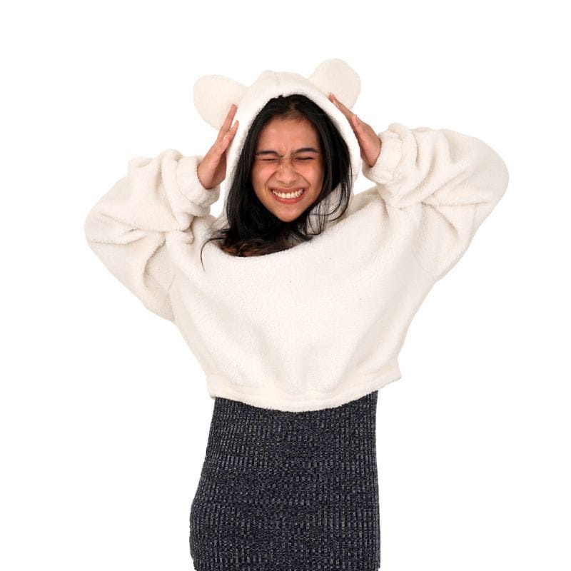 Sweater bulu bulu sherpa hangat wanita sweater kelinci jaket hangat wanita model crop