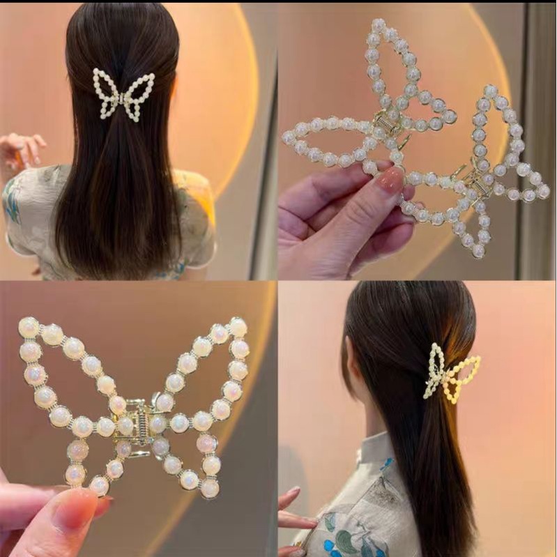 Jedai Kupu-Kupu Logam Mewah 7cm Jepit Rambut Alloy Jumbo Jepit Rambut Salon Bahan Besi Logam Motif Butterfly Metal Alloy Hair Claw Clips