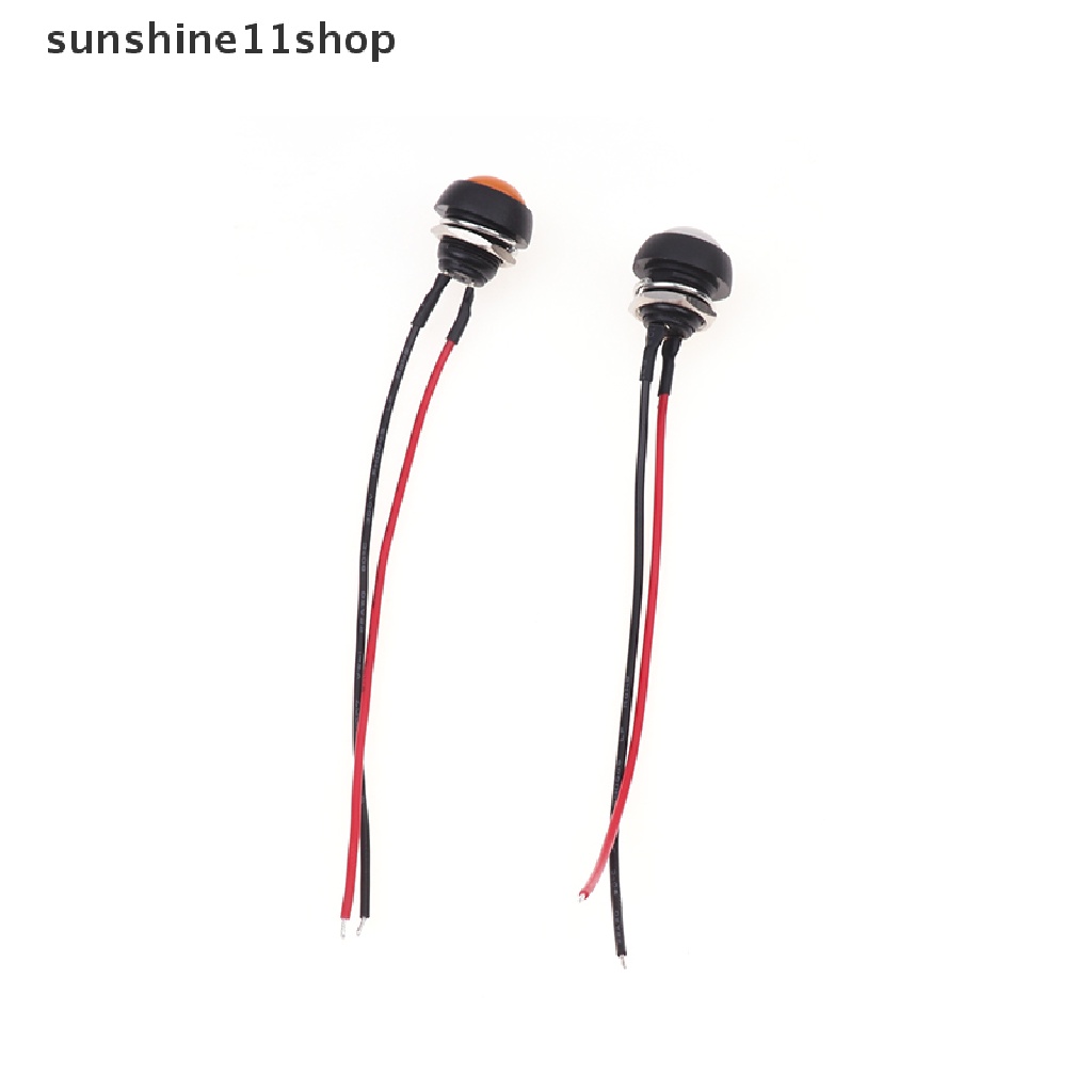 Sho 12mm Momentary Push Button Switch Saklar Bulat Mini Tahan Air 1A DC12V SPST NO 2Pin Dengan Kabel Pra-Solder N