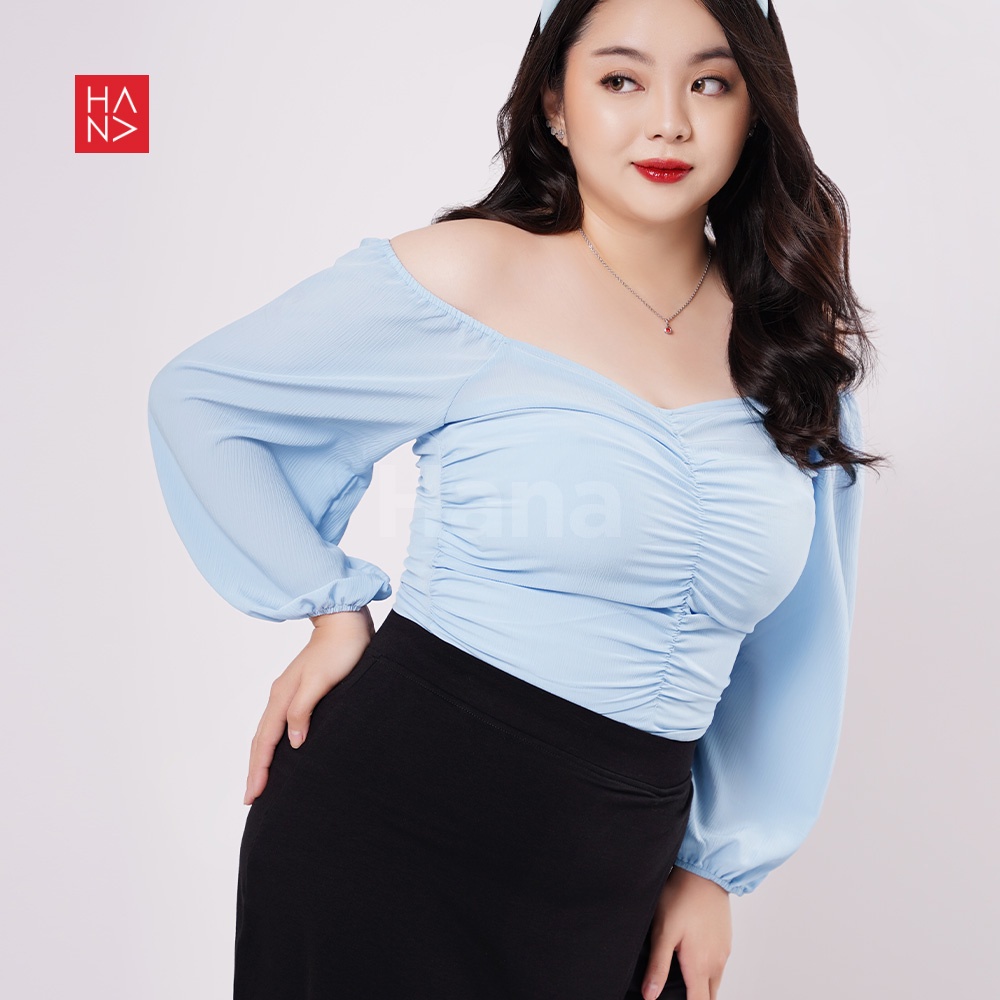 HanaFashion JKT - (Big Size) Hailee Sabrina Blouse Wanita / Atasan Crop Wanita - TS293