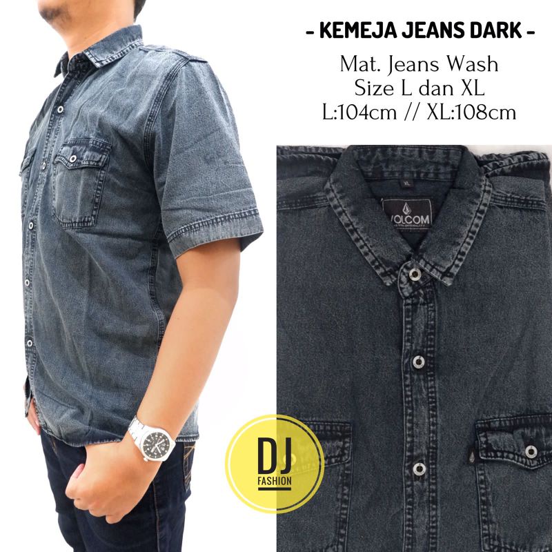 kemeja jeans panjang dan pendek