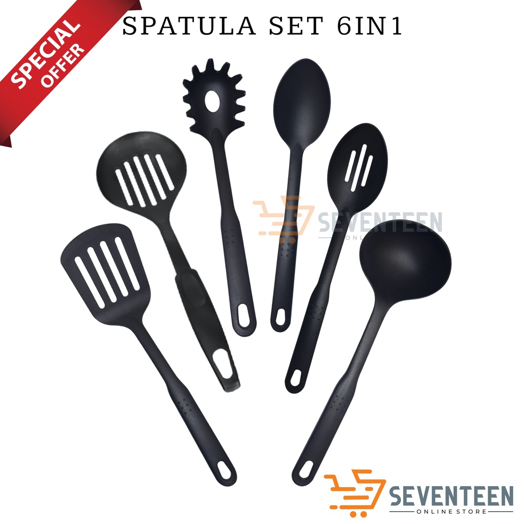 SEVENTEEN SODET SPATULA SET 6PCS CENTONG KUAH SARINGAN MASAK SUTIL SET 6IN1 ALAT PERLENGKAPAN DAPUR MEMASAK