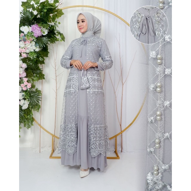 Permata Olshop / Gamis Gardigan Sabyan NK / Gamis Pesta Mewah / Gamis Busui Modern