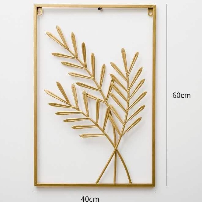 WALLDECOR HIASAN DINDING FRAME METAL GOLD B8219 MOTIF DAUN UKURAN 40X60 DEKORASI RUMAH AESTHETIC