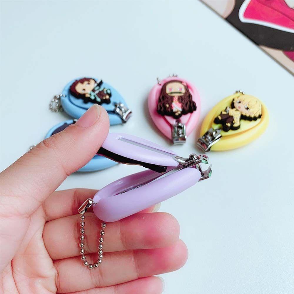 Mxbeauty Kartun Gunting Kuku Portable Anti Percikan Alat Manicure Anime Demon Slayer Finger Nail Trimmer