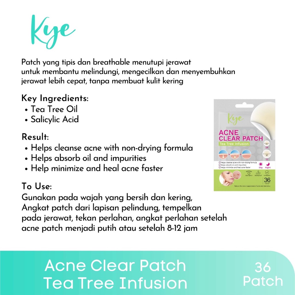 ⭐BAGUS⭐ KYE Acne Clear Patch Tea Tree Infusion 36 Patch | Acne Treatment