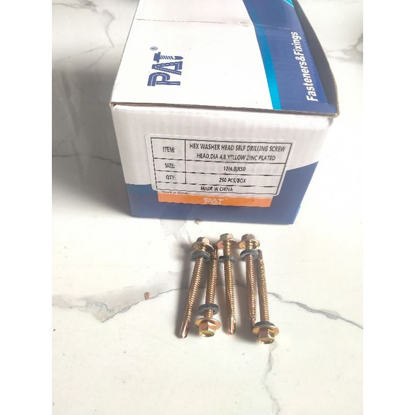 Baut rofing 5cm PAT 1box sekrup rofing atap baja ringan alderon 12 x 50 1kotak