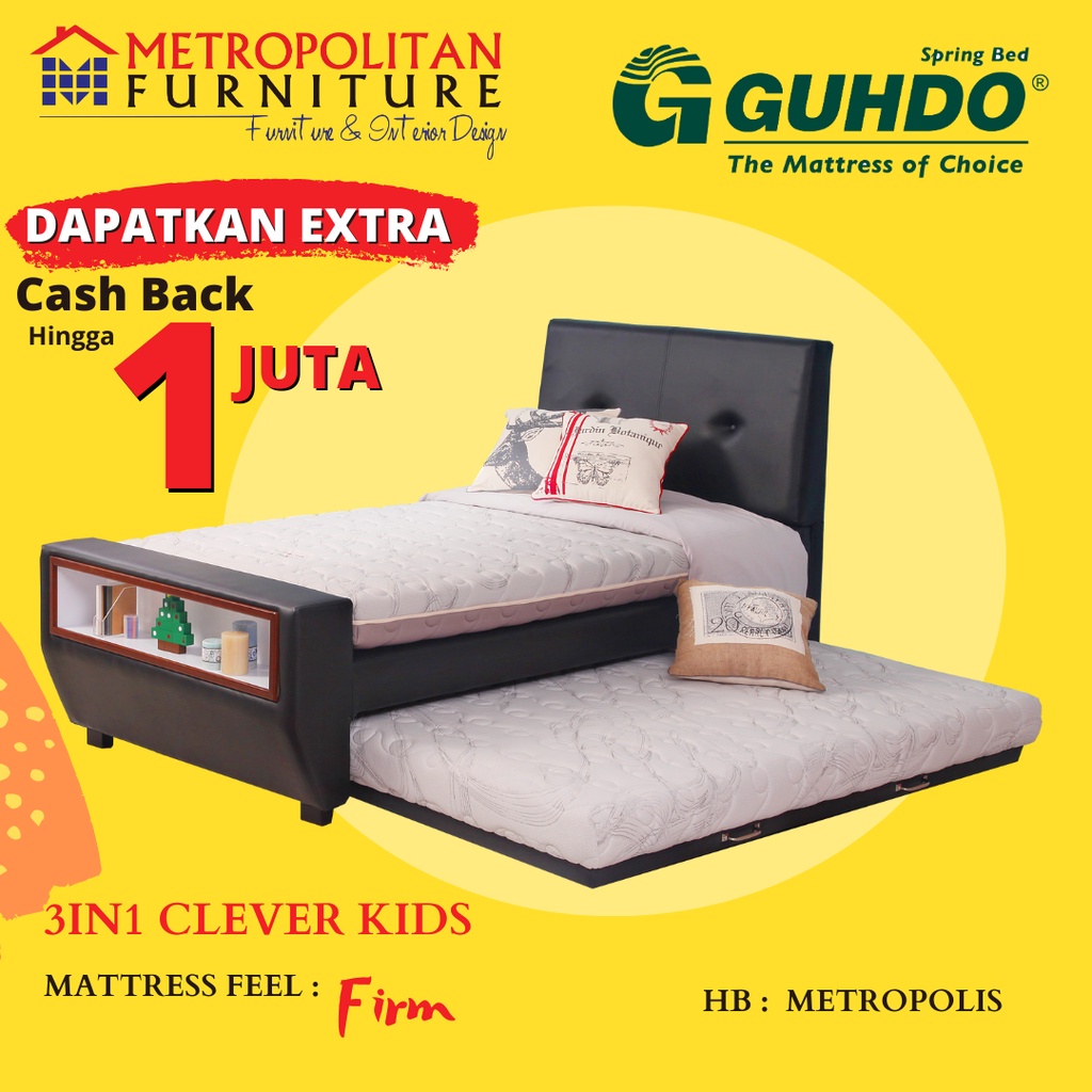 Springbed GUHDO 3in1 Clever Kids Full Set Kasur Spring bed Matras Anak