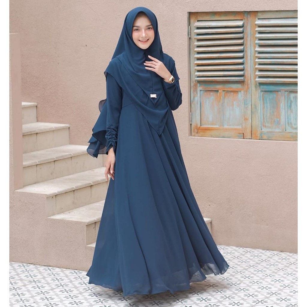 [ Cod ] HOT PROMO !!! Mayra Syari Wenela Syar'i Gamis Dress Set Khimar Hijab Kerudung Murah