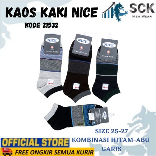 Kaos Kaki Pria NICE 21532 Tumit Polos / Kaus Kaki Invisible Socks