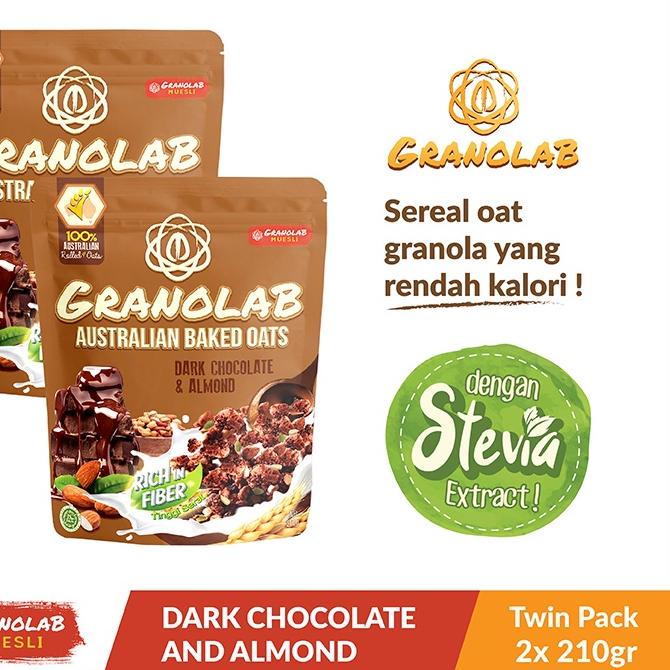 

۝ Paket Granolab Dark Chocolate Almond Granola 2 x 210 gr ♬
