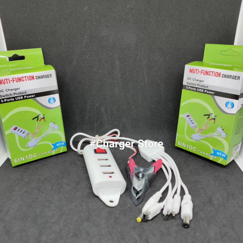 Charger Motor Aki 6in1 DC Charger Casan Hp Di Motor Multi Function Kabel