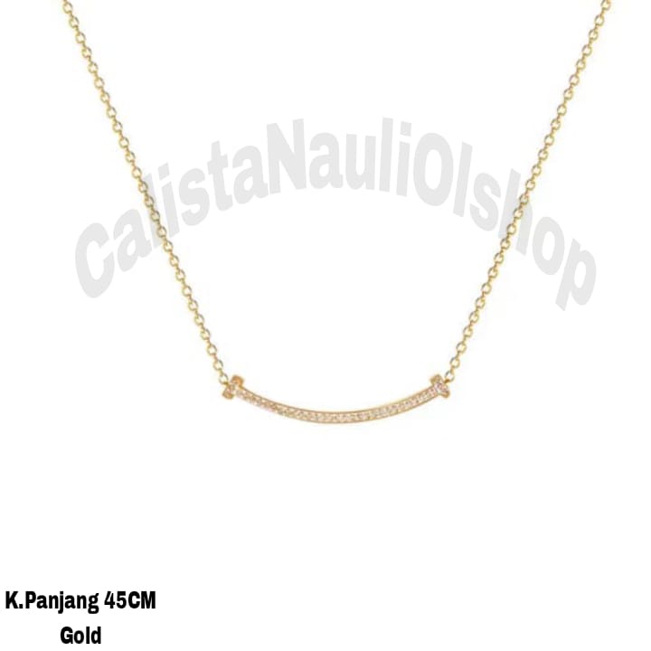 Kalung Titanium Smaile Full Permata Zircon Anti Karat Dan Anti Luntur