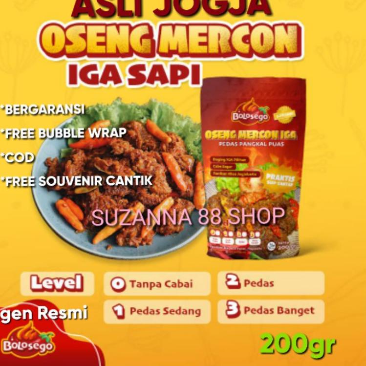 

W78 OSENG MERCON IGA SAPI DAN TUNA SUWIR BOLOSEGO ASLI JOGJA 200gr PRODUCT TERLARIS ㊘