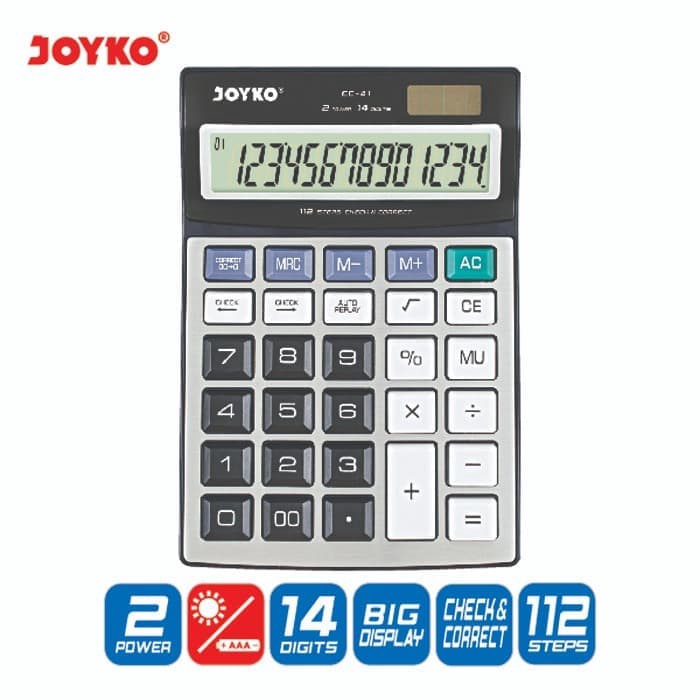 

Calculator Kalkulator Joyko CC-41 14 Digits Check Correct