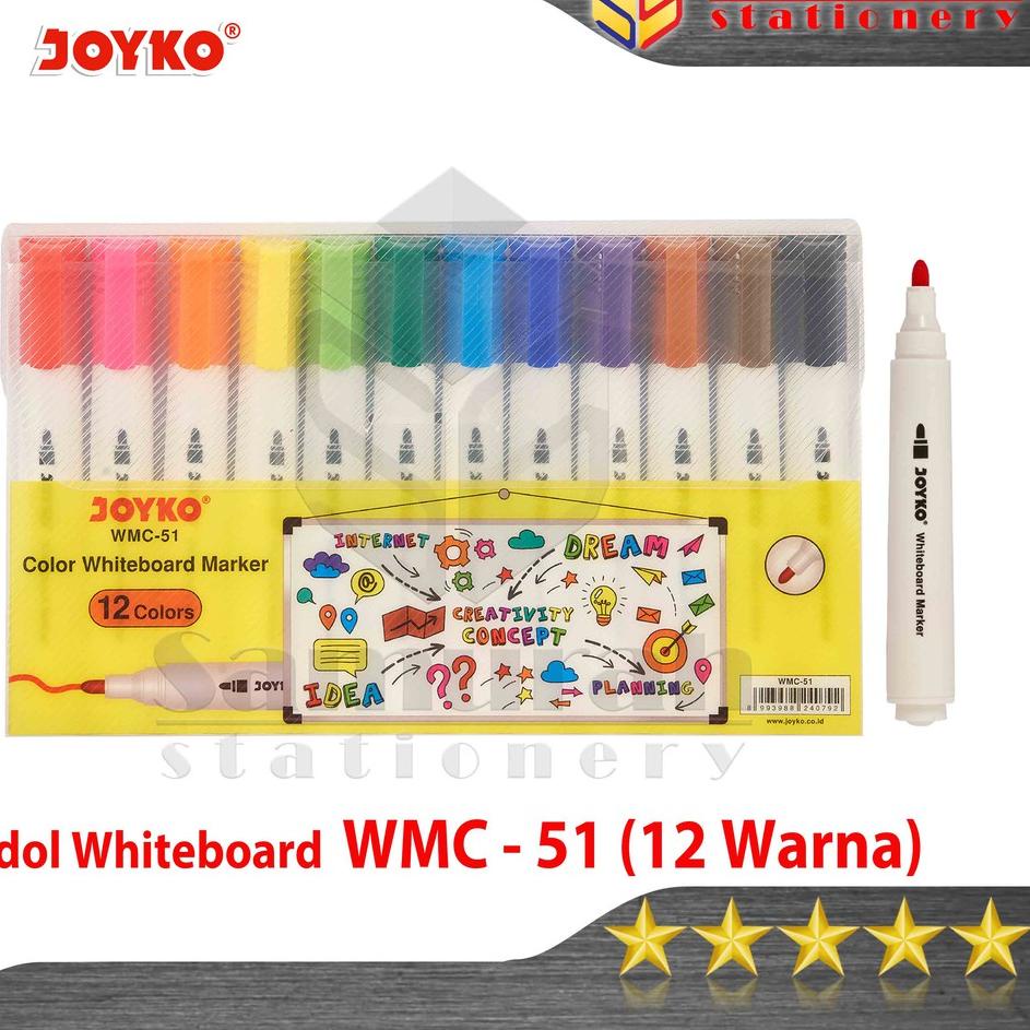 

Lebih Meriah Spidol Whiteboard Marker Joyko WMC 51 isi 12 Warna / Spidol Set Bisa Hapus 12W Papan Tulis WMC-51