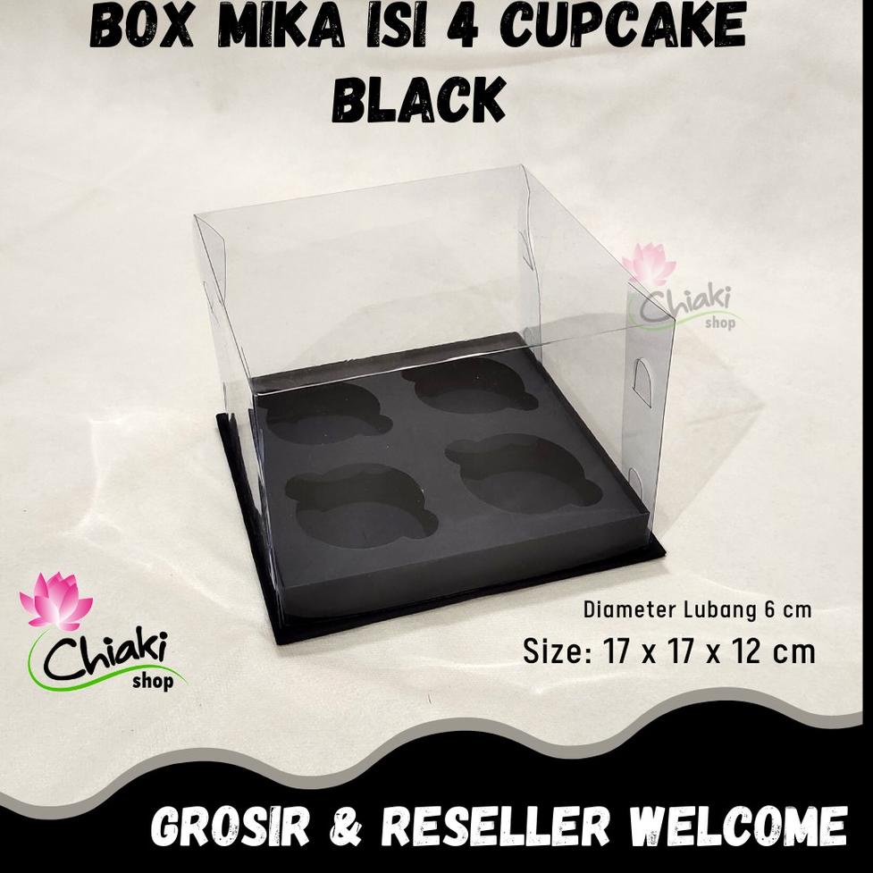 

X38 Box Cupcake isi 4 BLACK 17 x 17 x 12 Kotak Mika HITAM Dus Kue Kardus Cake Muffin Doos Pudding Karton BARANG TERUPDATE ↚