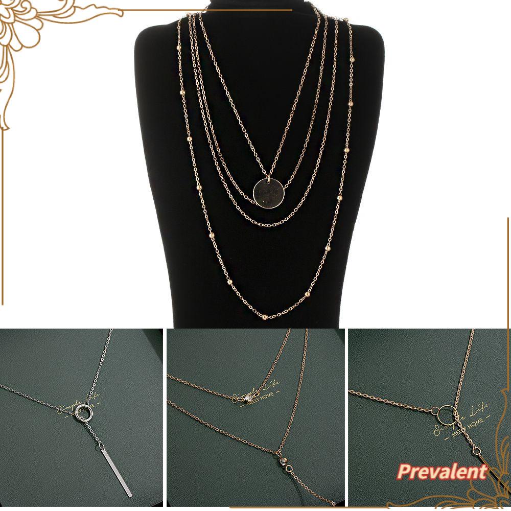 Preva Multi Layer Kalung Baru Wanita Hadiah Trendi Geometris Liontin Fashion Paduan Tembaga Boho Choker