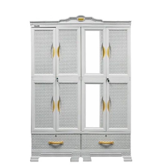 LEMARI PAKAIAN 4 PINTU NAPOLLY CABRO- 466.22 DK GANTUNGAN ROTAN PUTIH