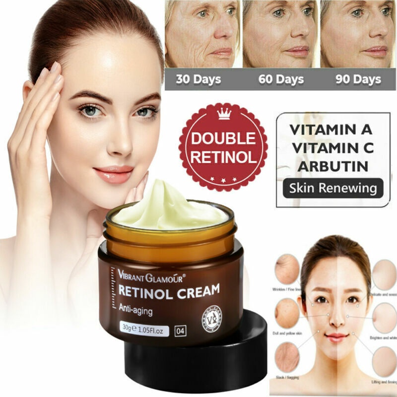 VIBRANT GLAMOUR Retinol Face Cream Krim Pelembab, Pemutih dan Anti Penuaan untuk Wajah dengan Retinol Alami 2.5% Retinol