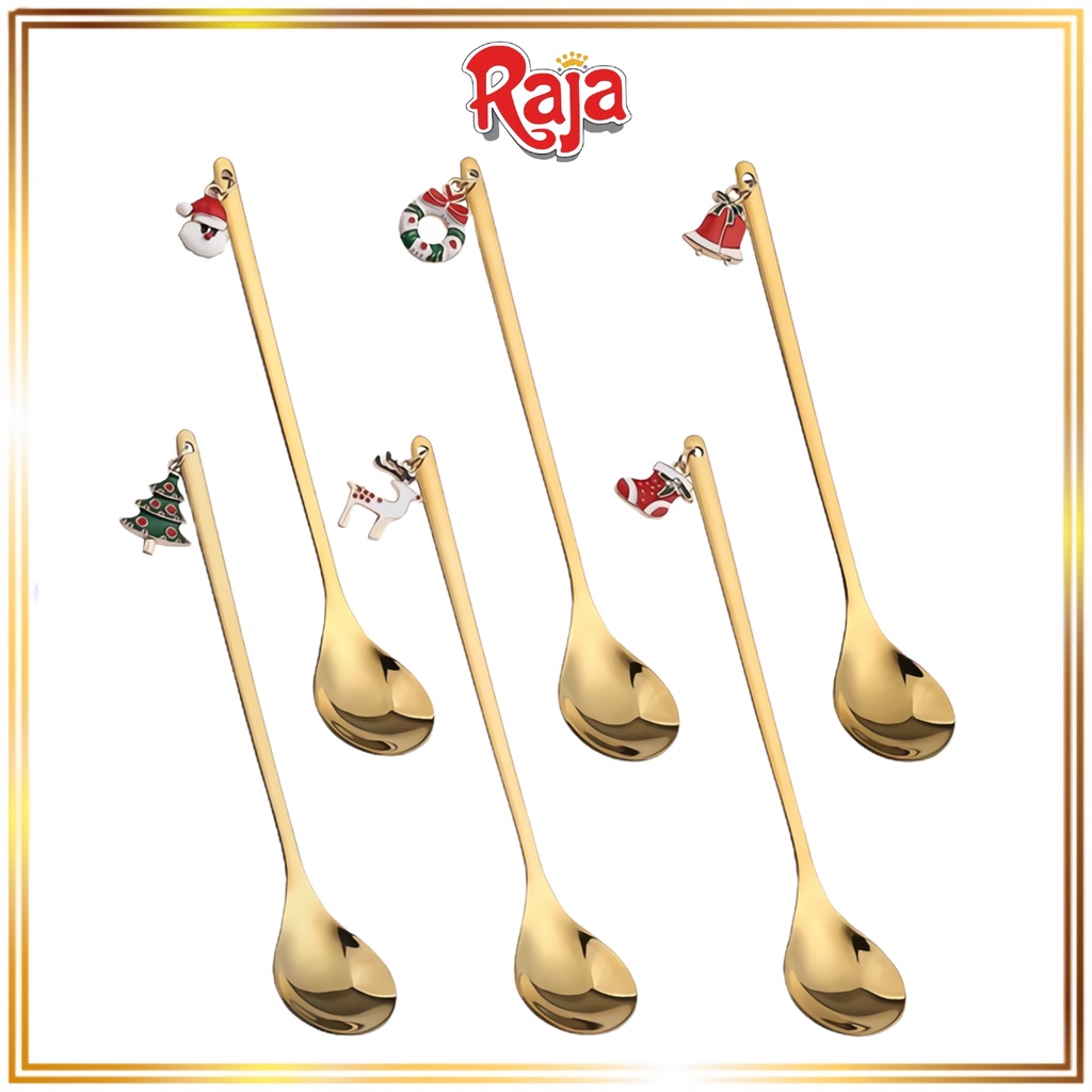 Raja Grosir | Sendok Teh Stainless Korea Gold Kecil Estetik Aesthetic Garpu Buah Cake Kue Stenlis St