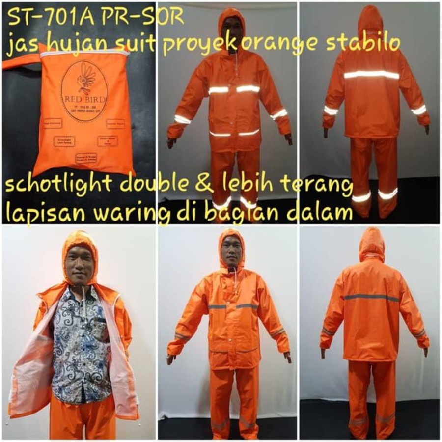 JAS HUJAN SETELAN PARASUT ANTI REMBES ORIGINAL RED BIRD ST 701 - ORANGE