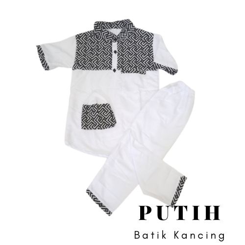 Baju Koko Anak Setelan Kurta Anak Pakaian Muslim Anak Laki laki Batik Kancing 2 - 12 Tahun