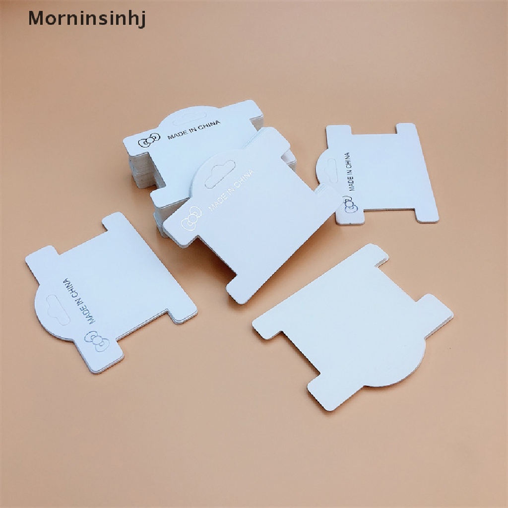 Mornin 50pcs Kertas Klip Rambut display Kartu Perhiasan Putih Tali Rambut loop paper card id