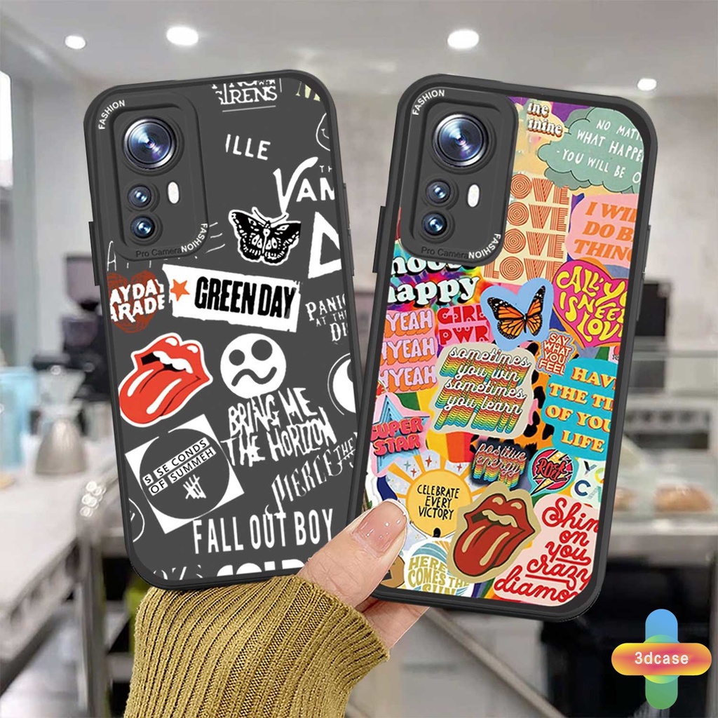 Xiaomi Redmi Note 8 10S 9 10 9 10 PRO MAX 11 9S POCO C3 C31 X3 NFC X3 PRO 9 9C NFC 9A 9i 9T 9AT 9 PRO Power 10X Ins Trendy Merek Sticker Label Kupu-Kupu Huruf Sarung Soft Case