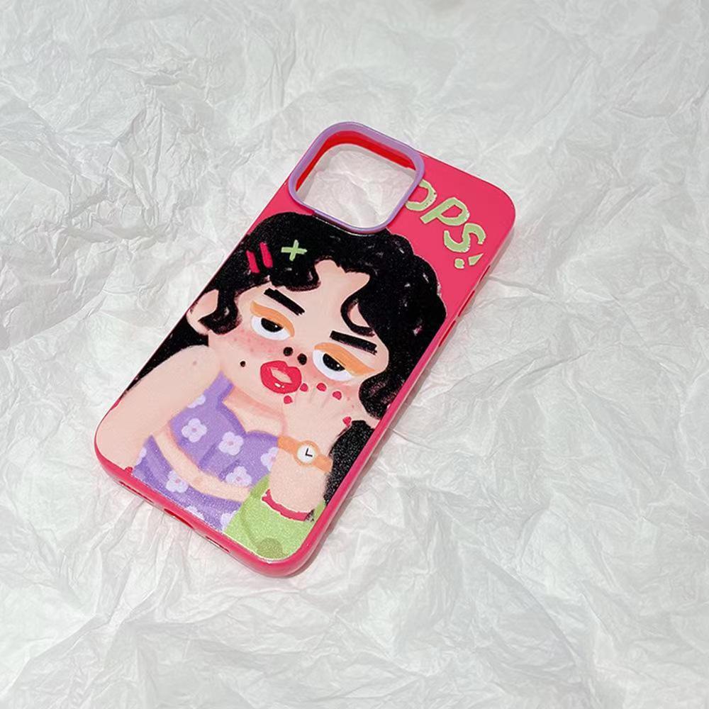 IPHONE Ins Pola Lucu Cocok Untuk Iphone14 14pro 14plus 13 13mini 13pro 13prm iPhone12 7Plus 8Plus Xr XS 13 12mini Pro Max Empat Sudut Casing Ponsel Tahan Guncangan