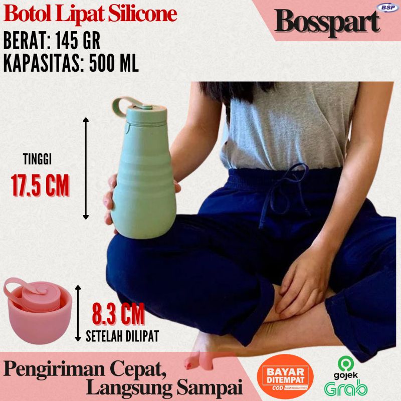 Botol Minum Lipat / Foldable Bottle Premium / Botol Lipat Silikon / Silicone Water Bottle Foldable 500ML