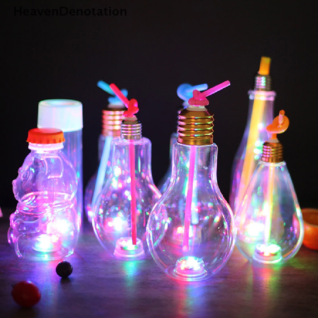 [HeavenDenotation] 200to500ml Clear Artificial Light Bulb Shaped Bottle Dapat Memancarkan Cahaya Minum Cup HDV