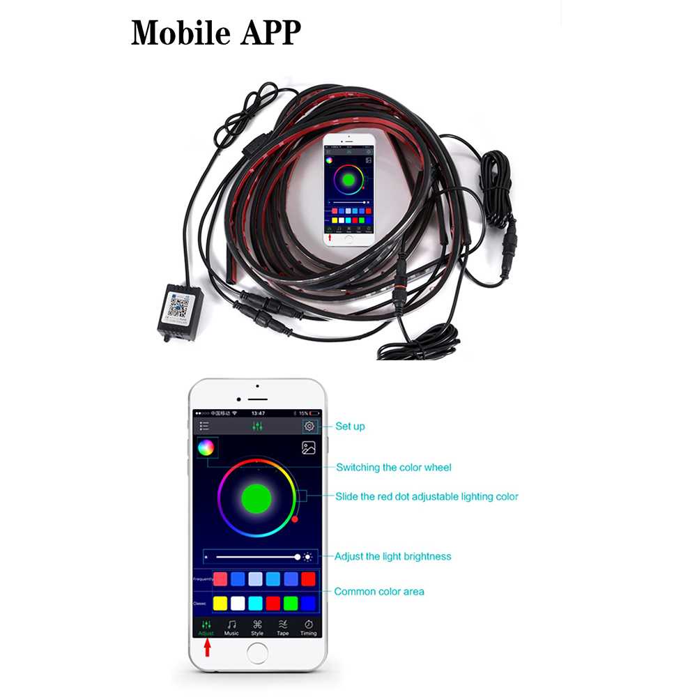 (BISA COD) FTIHSHP JIAMEN LED Strip Flexible RGB 90+120 cm 4PCS Bluetooth App Controller - JIA4