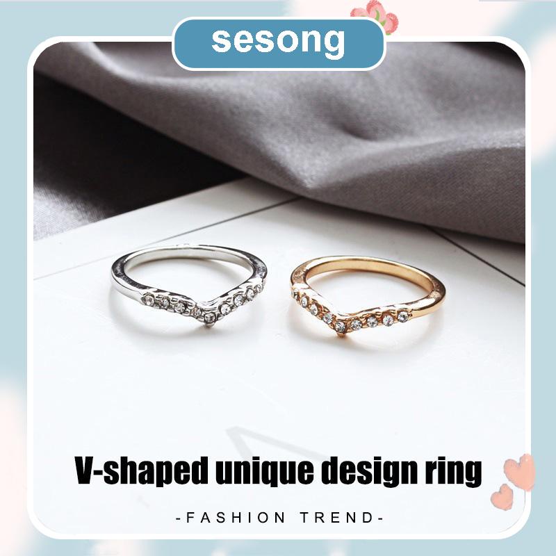 Cincin Model Simple Cincin V Shape Ring Fashion Gaya Korea Simple SS