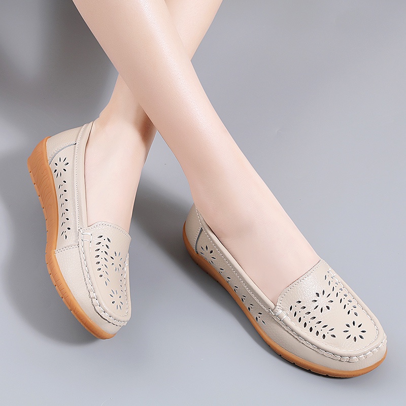 FOKU Sepatu Flat Wanita Sepatu Kulit Wanita Flatshoes Karet