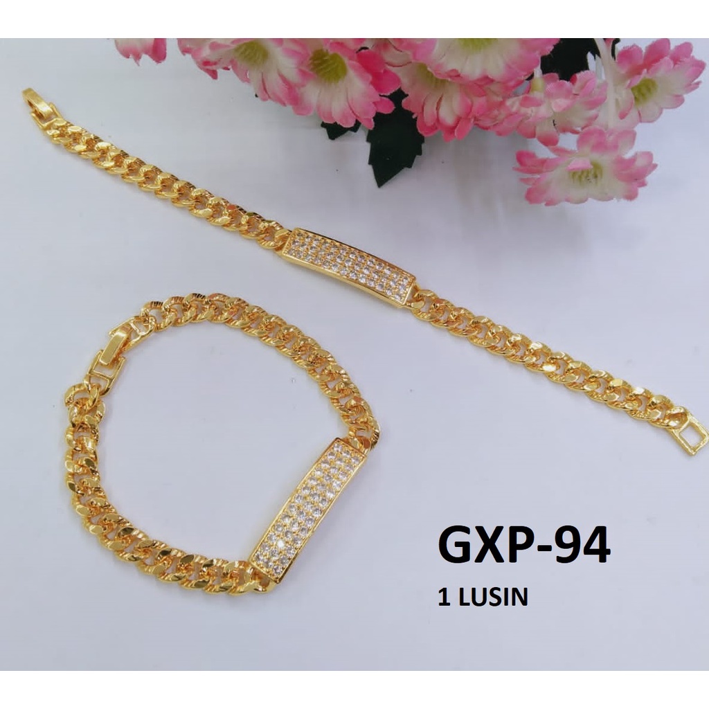[1 LUSIN ISI 12] GELANG XP RANTAI EMAS GOLD PLAT DIAM TERMURAH / DUNIA GELANG TERBARU