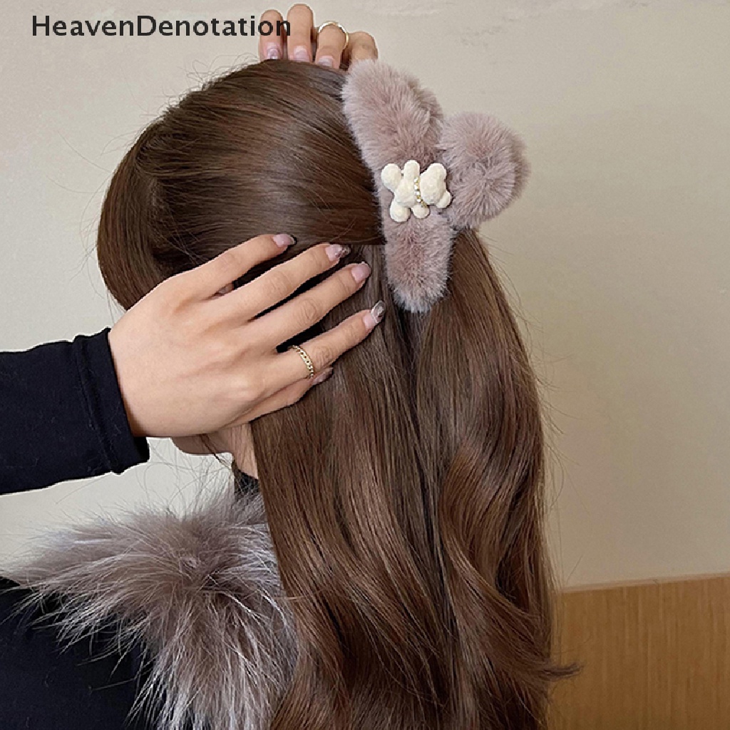 [HeavenDenotation] Baru Lucu Beruang Musim Dingin Mewah Akrilik Rambut Cakar Klip Wanita Perempuan Hiu Hair Clip HDV