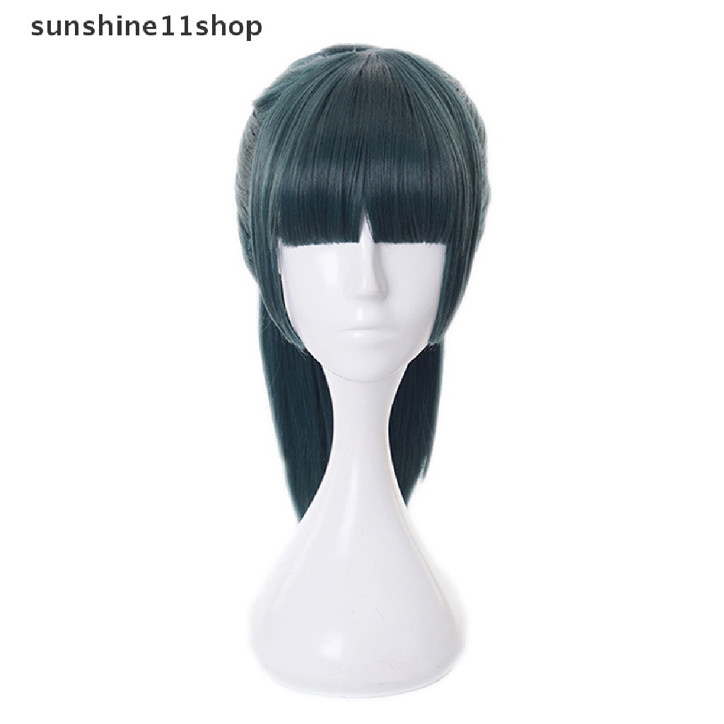 Sho Anime Jujutsu Kaisen Cosplay Maki Zenin Wig Hijau Ponytail Tahan Panas Rambut Palsu N