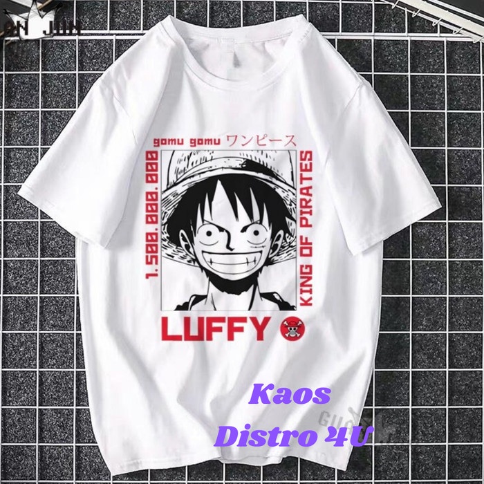 Atasan Baju Kaos Distro Manga Anime Luffy One Piece Zoro Anak Laki La - Putih, 2