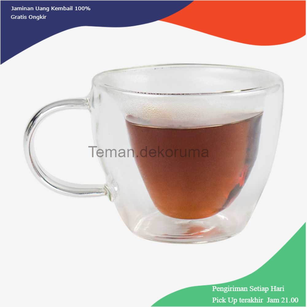 TD - GLS Creative Cangkir Kopi Anti Panas Doublewall Glass Love Series 150ml