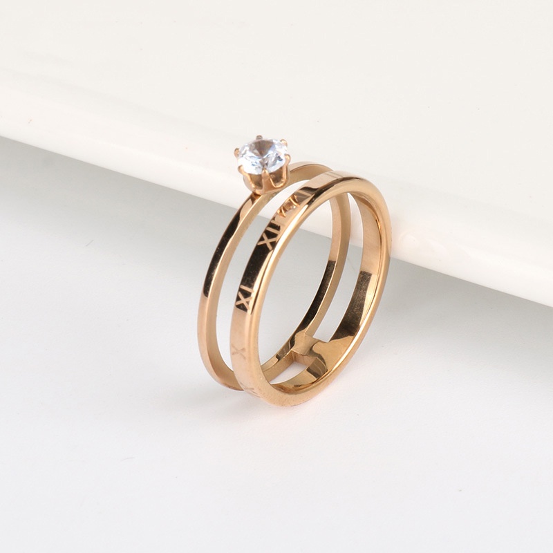 Cincin tingkat satu zircon Titanium Stainless Steel 316L anti karat harga grosir bisa bayar di tempat