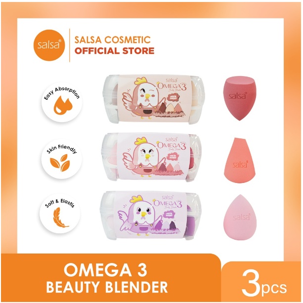 SALSA Omega 3 Beauty Blender - Sponge Makeup isi 3 Puff Spons