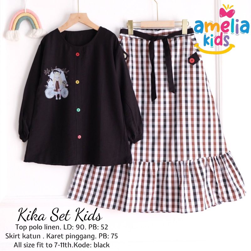 KIKA SET KIDS ROK POLO LINEN/KATUN ORI BY AMELIA KIDS