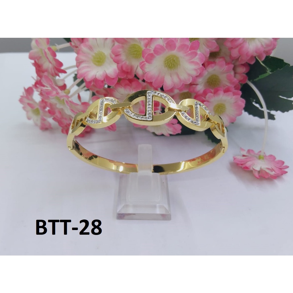 GELANG TITANIUM EMAS GOLD BULAT OVAL TERMURAH / DUNIA GELANG TERBARU