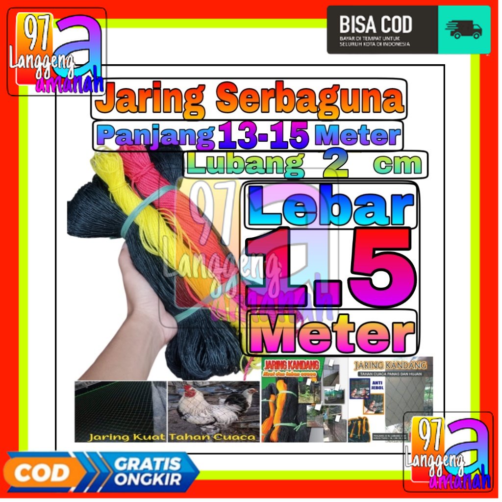 Jaring Ayam Lubang 2 cm Lebar 1,5 Meter / Jaring Pagar Ayam / Jaring Kandang Ayam / Jaring Pagar Keb