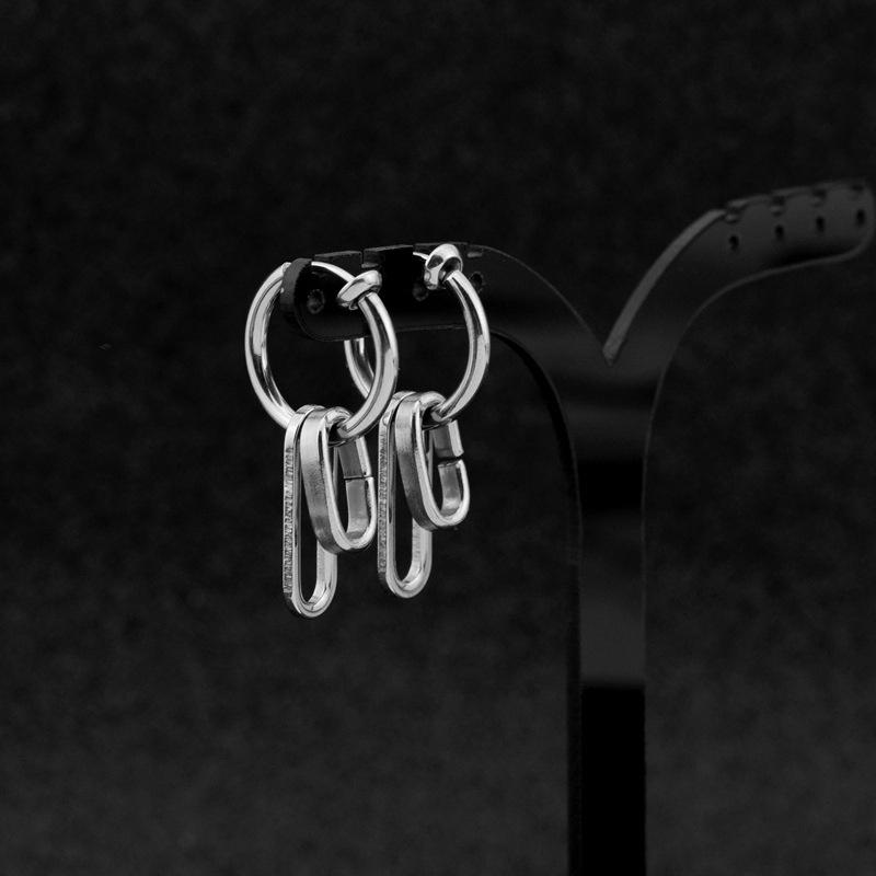 Anting Minimalis Stainless Steel Anting Hoop Oval Trackway Anting Hoop Tanpa Tindik Anting Spring Clips Not