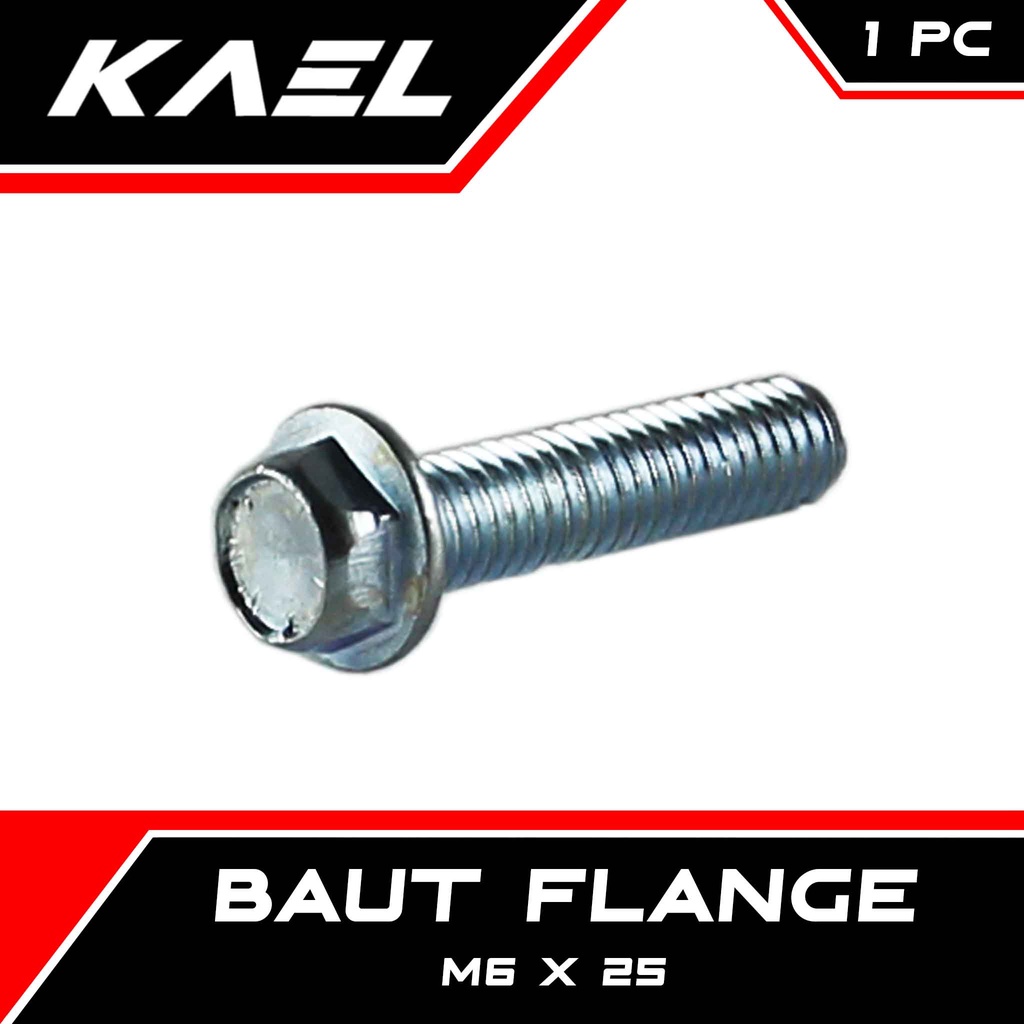 Baut Flange 25mm Baud Bolt Fleng Pleng 6x25 M6x25 6x25 6 x 25 M6 K8 Kunci 8